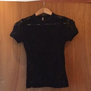 Black stretch “lace- like” top small/medium